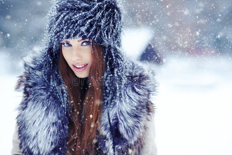 Winter Girl Having Fun stock image. Image of backlit - 37671403