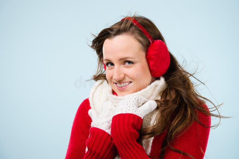 Woman and woolen outfit