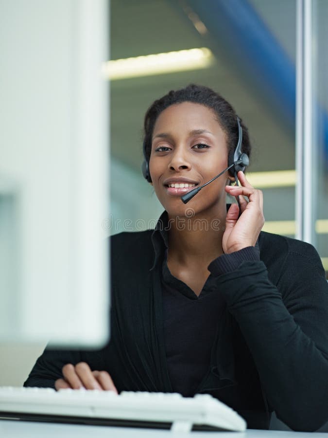 Woman working in call center