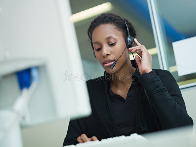 Woman working in call center