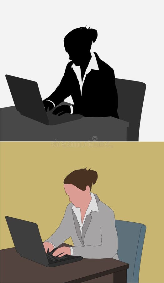 Download Woman Working On Her Laptop Stock Vector - Illustration of elegant, fashion: 35971562