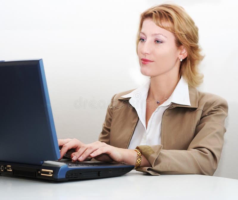 Woman working on a laptop