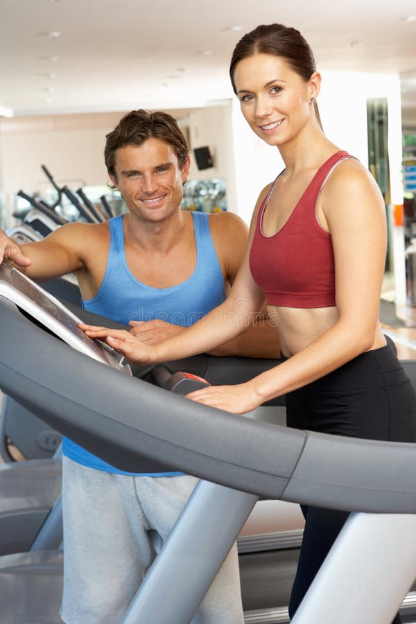 Woman Working With Personal Trainer royalty free stock images Woman Working With Personal Trainer royalty free stock images