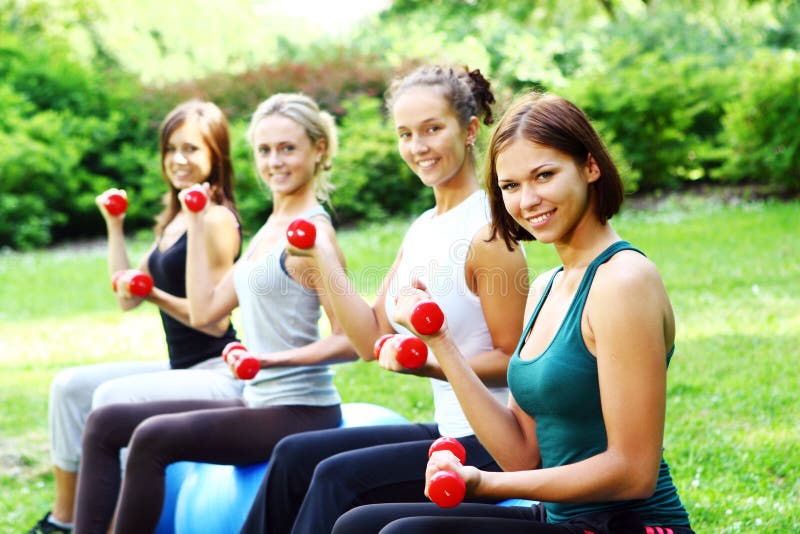 Womans doing fitness exercises