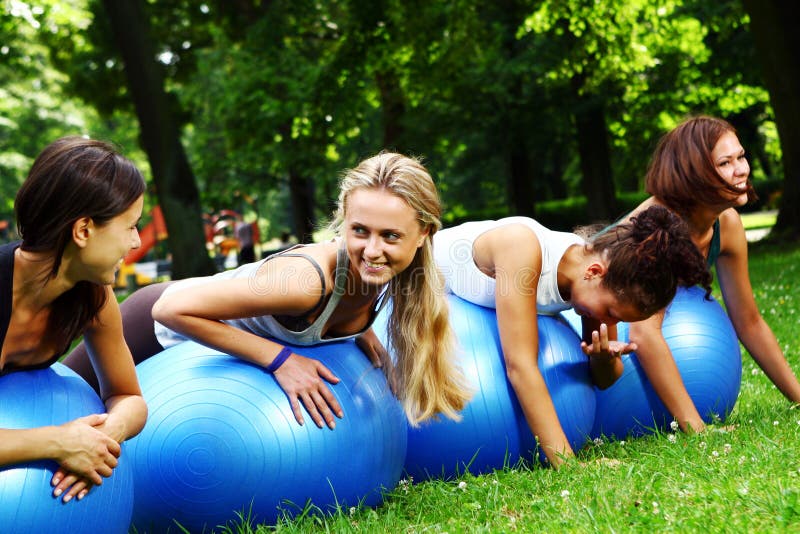 Womans doing fitness exercises