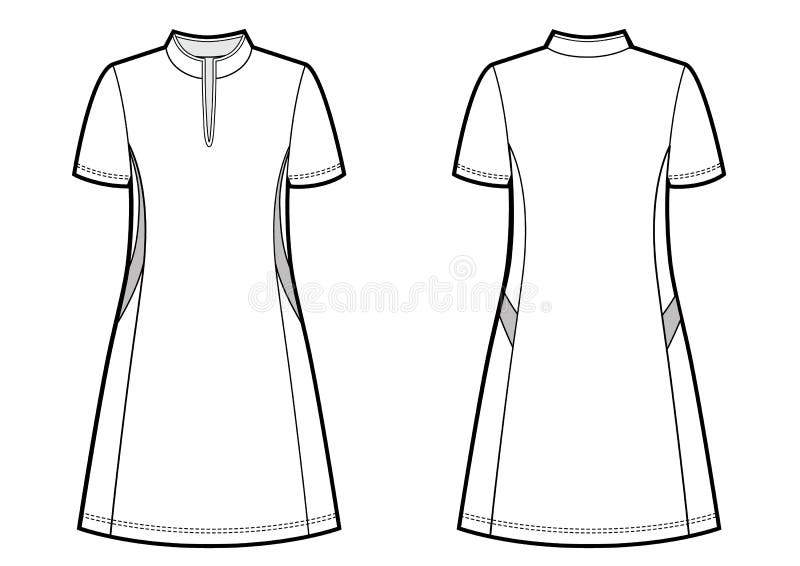 Womans Tennis Dress Black and White Sketch Stock Illustration ...