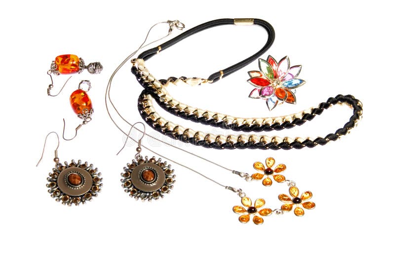 Women accessories on white stock image. Image of jewelry 13197899