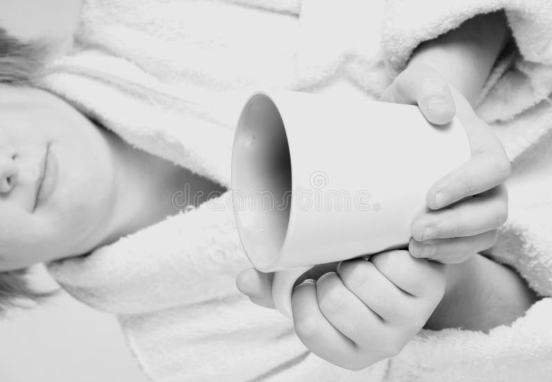 Women in Bathrobe with Coffee