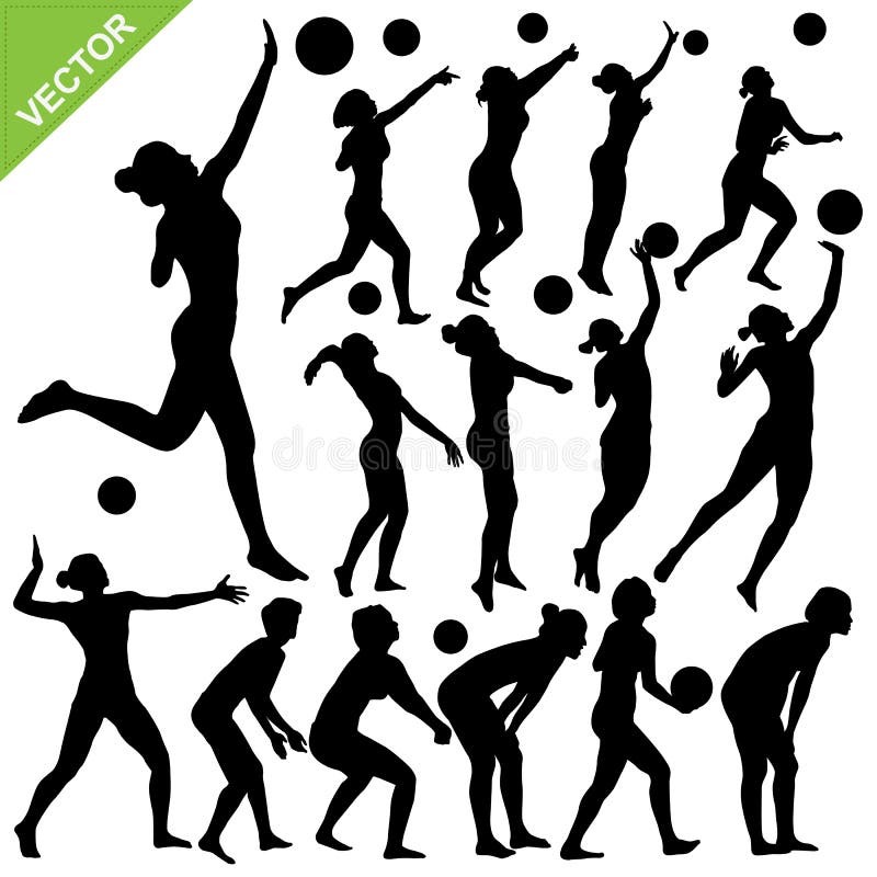 Volleyball silhouettes stock vector. Illustration of recreation - 26956381