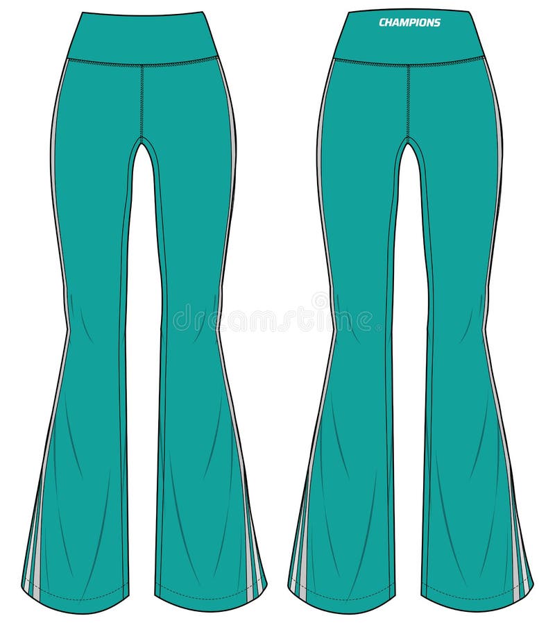 Legging pant technical drawing Fashion flat sketch vector