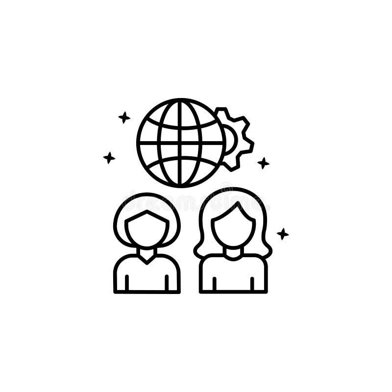 Women business global. Simple line, outline vector of motivation icons for ui and ux, website or mobile application royalty free illustration