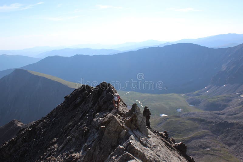 A women climbing Torreys Peak. Front Range, Colorado Rocky Mountains