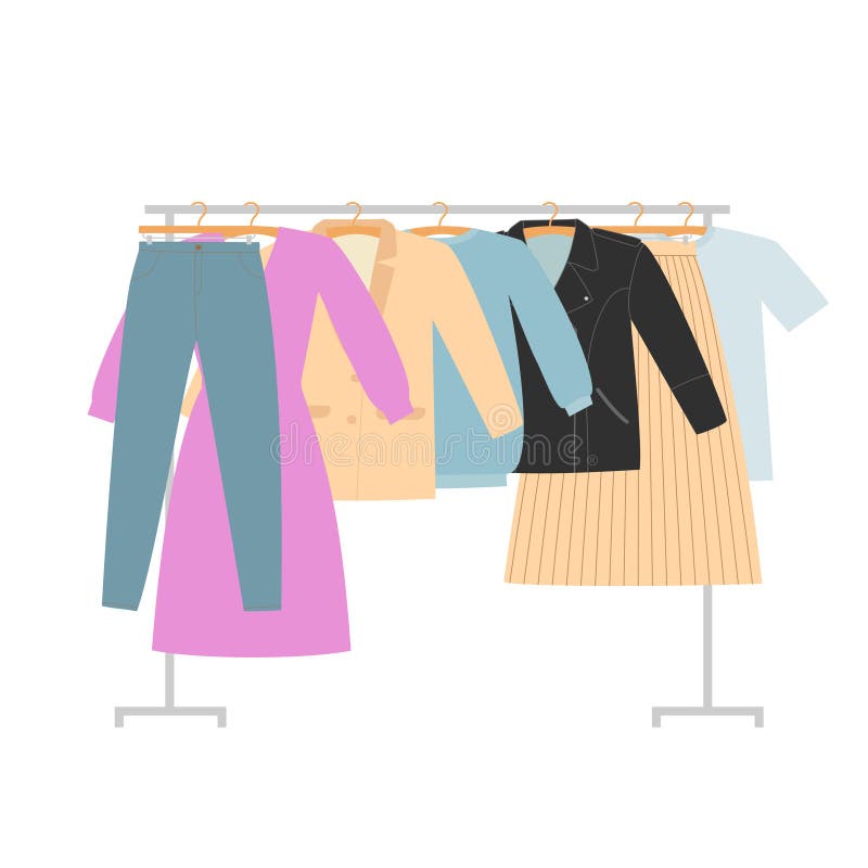 Women Clothes on Hanger Rack. Female Apparel Hanging on Shop Rolling ...