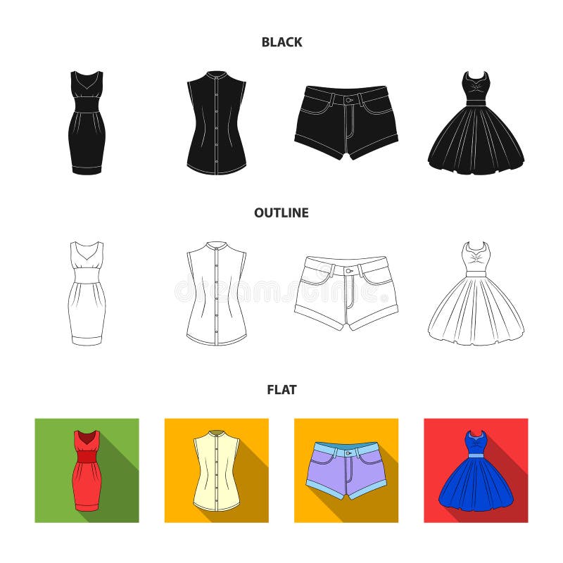 Women Clothing Black,flat,outline Icons in Set Collection for Design ...