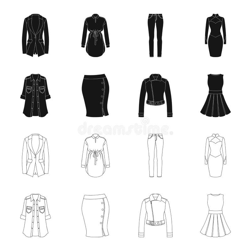 Women Clothing Black,outline Icons in Set Collection for Design ...