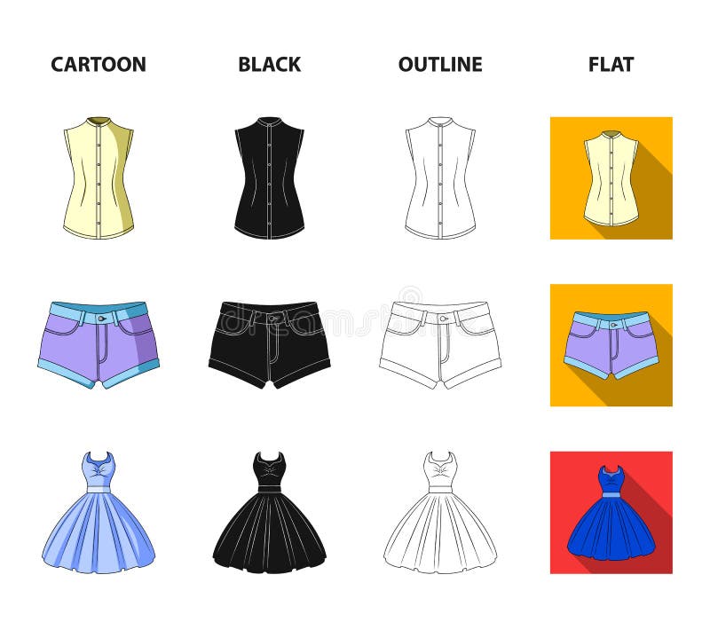 Women Clothing Cartoon,black,outline,flat Icons in Set Collection for ...