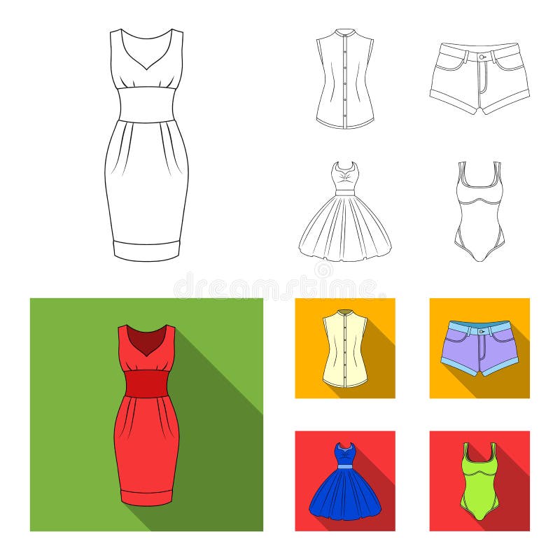Women Clothing Outline,flat Icons in Set Collection for Design.Clothing ...