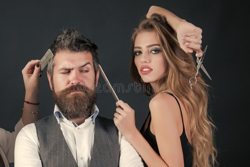 Women with Comb, Scissors Cut Hair. Barbershop Barber Shop, Fashion and  Beauty Stock Photo - Image of director, businessman: 209559844