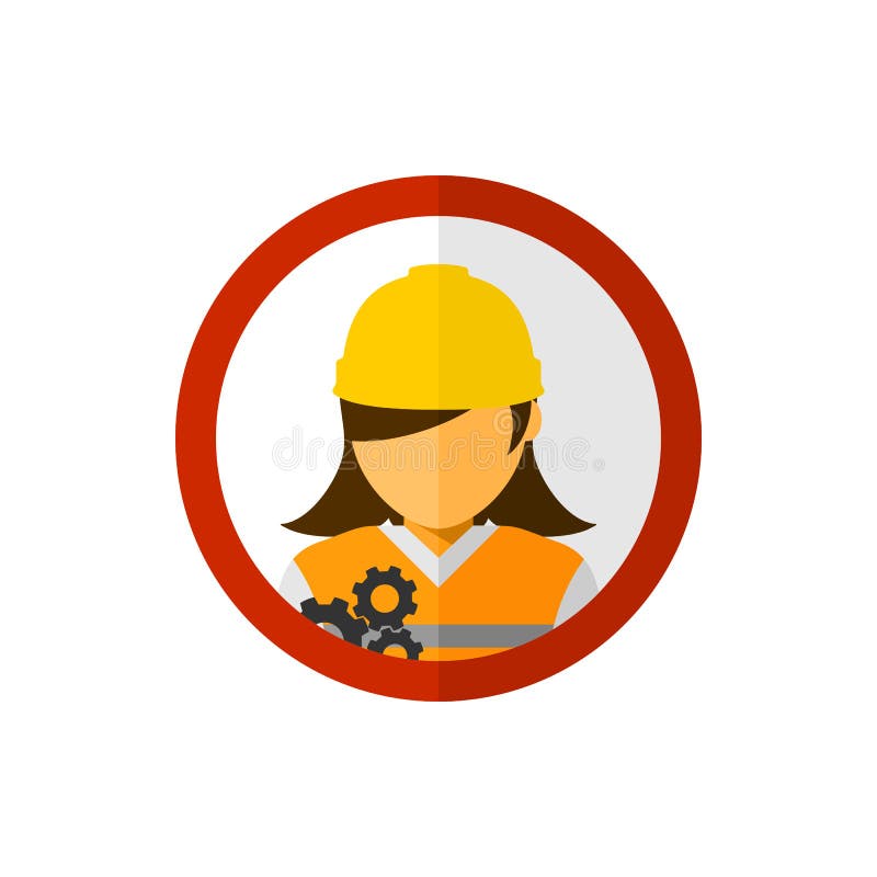 Women Construction Worker With Circle Avatar Vector Stock Illustration