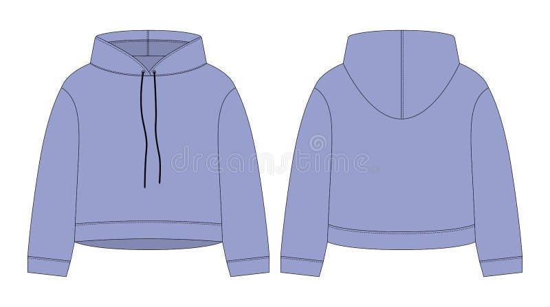 Long sleeve hoodie with Zipper technical fashion Drawing sketch template  front and back view apparel dress design vector illustration mock up  jacket Stock Vector Image  Art  Alamy