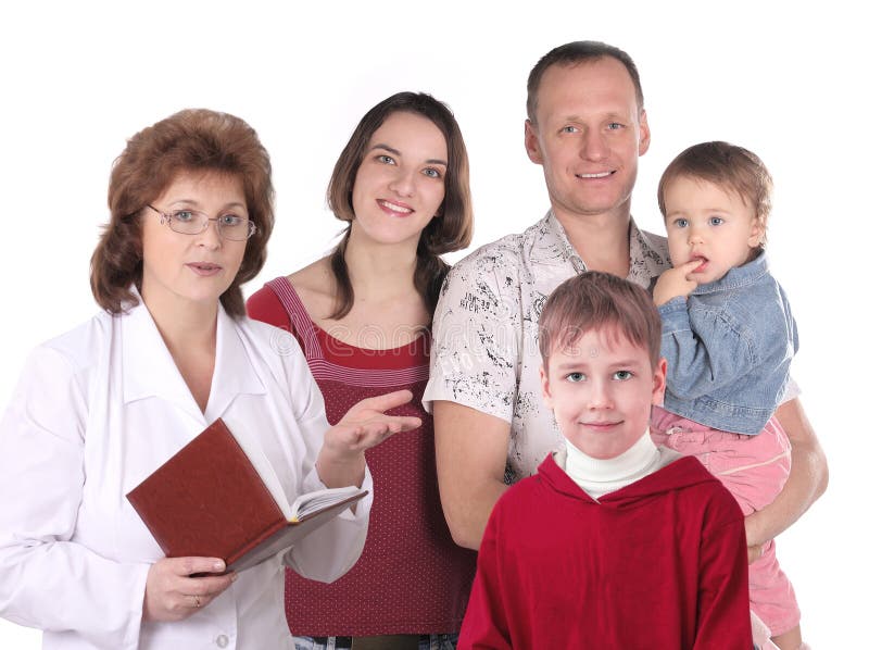 Women doctor and happy family