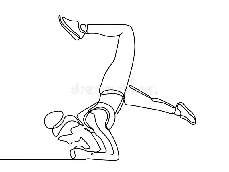 Yoga Girl Continuous Line Drawing Minimalist Design on White Background ...