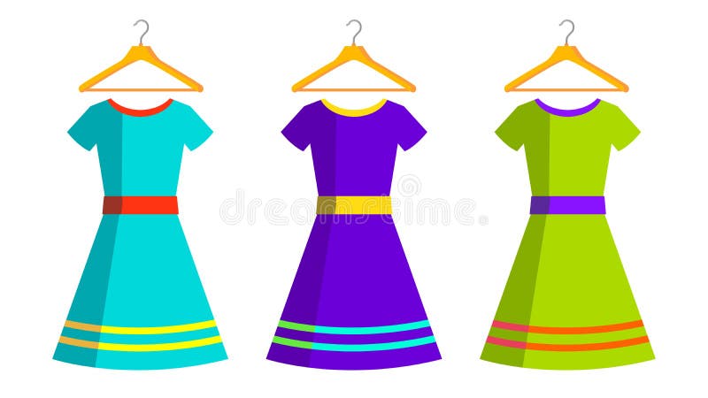 Women Dresses and Hanger Vector. Isolated Flat Cartoon Illustration ...
