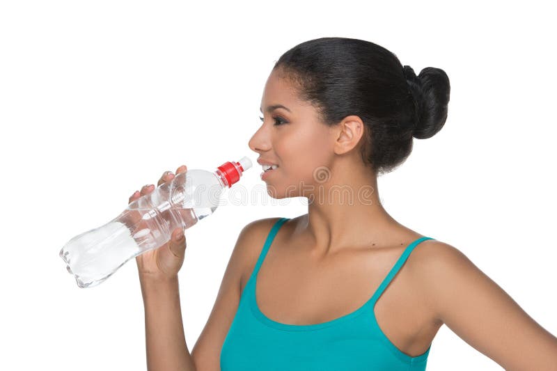 Girl Big Bottle Water On Neutral Stock Photo 636370166