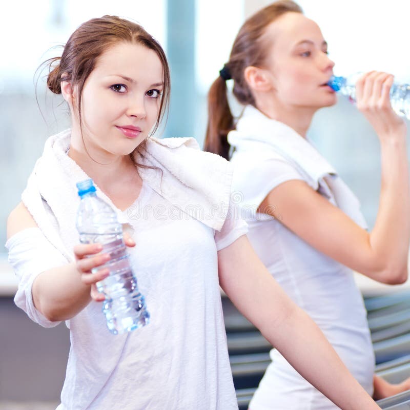 Women Drinking Water after Sports Stock Image Image of indoors, club 27259007