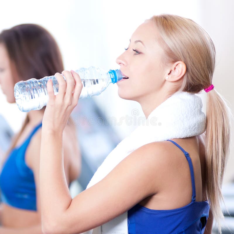 Women Drinking Water after Sports Stock Photo Image of break