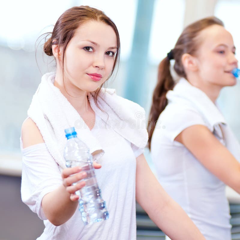 Women Drinking Water after Sports Stock Image Image of happy, drink