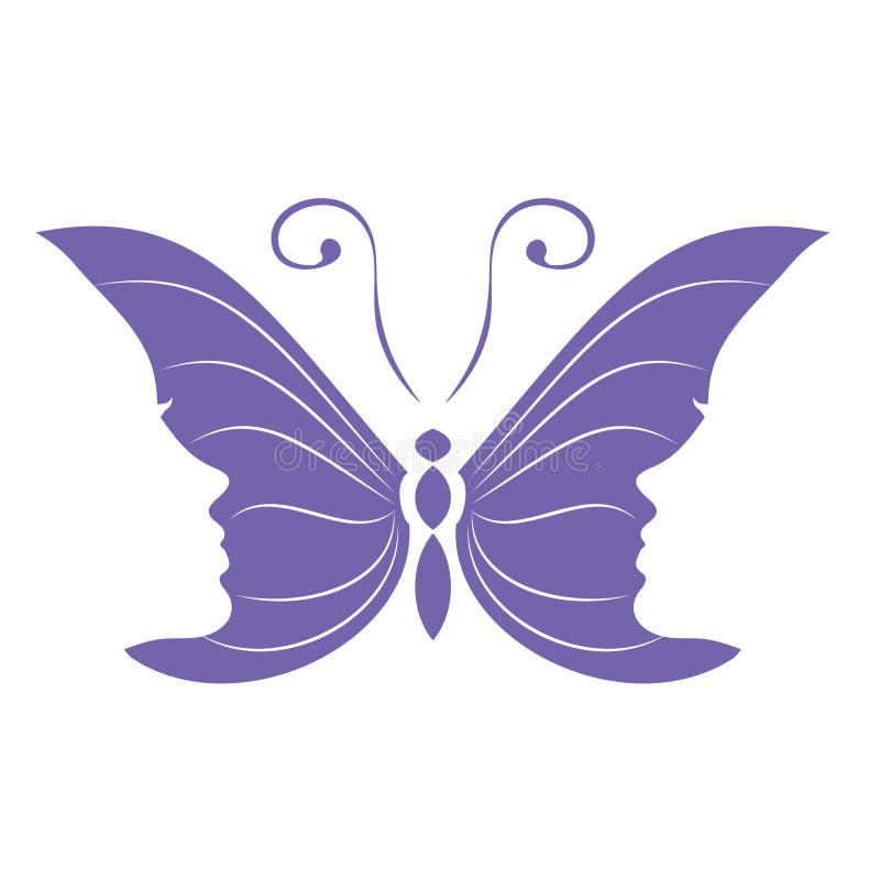 2 women faces on butterfly wings