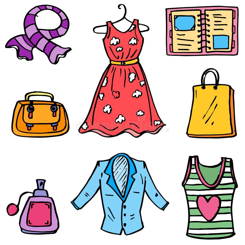 Women Object Clothes Doodles Stock Illustrations – 67 Women Object ...