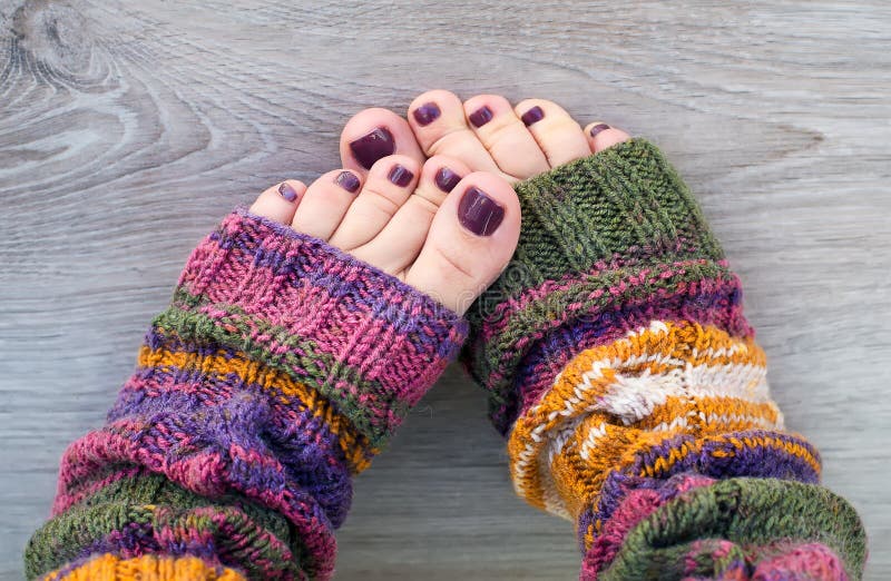 Women Feet with Purple Pedicure Stock Photo - Image of women, woman ...
