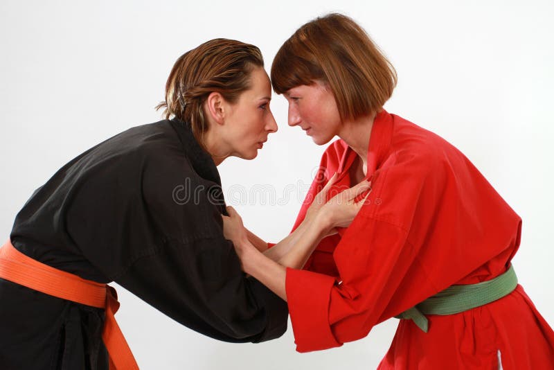 Women in fighting stance royalty free stock photography