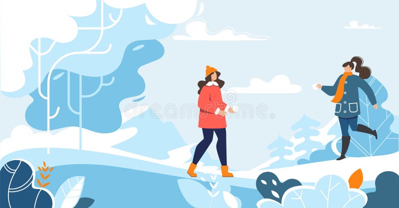 Winter Women with Snow Illustration Stock Illustration - Illustration ...