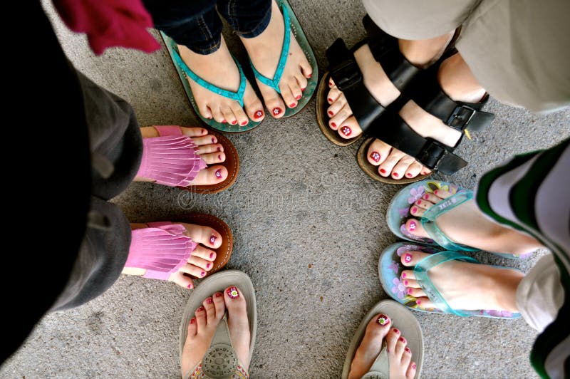 Women and girl feet stock photography