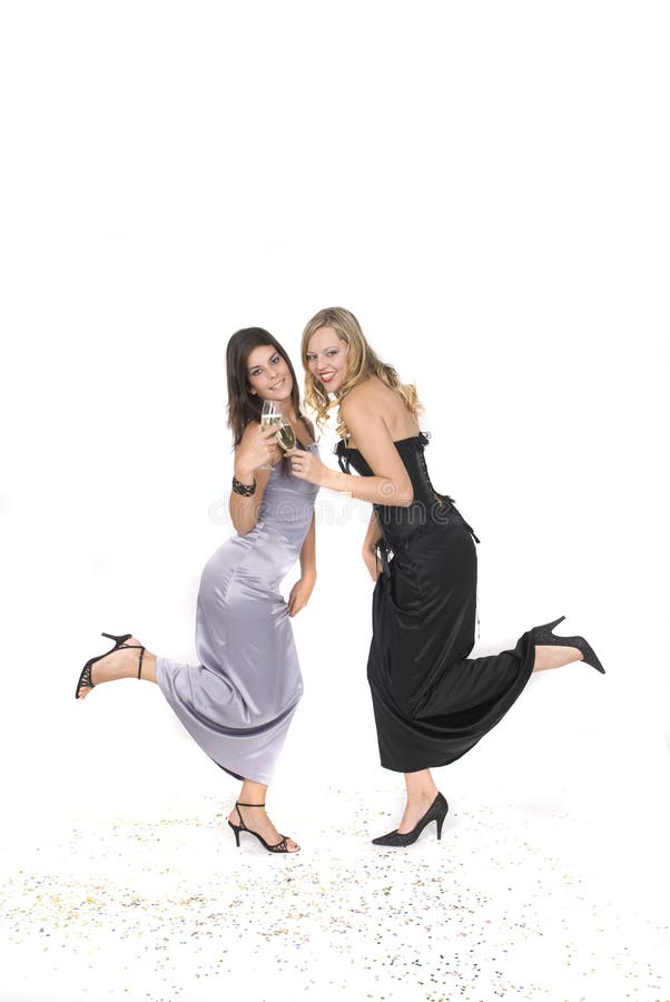 Women with glass with champagne at new year party