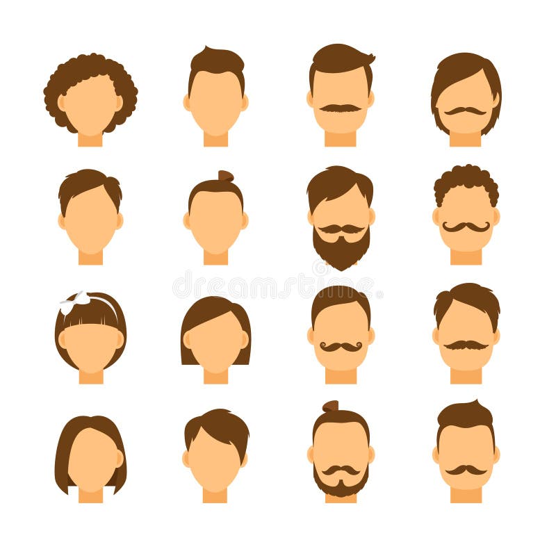 Women Hairstyle and Men Hair Style Hipster Stock Vector - Illustration of  cartoon, hair: 58113028