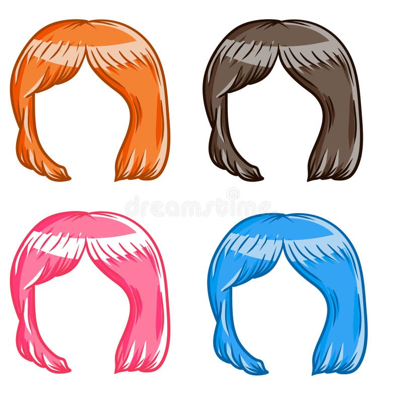 Women Hairstyle. Set of Hair on Head. Mask for App Stock Vector -  Illustration of health, pink: 212442369