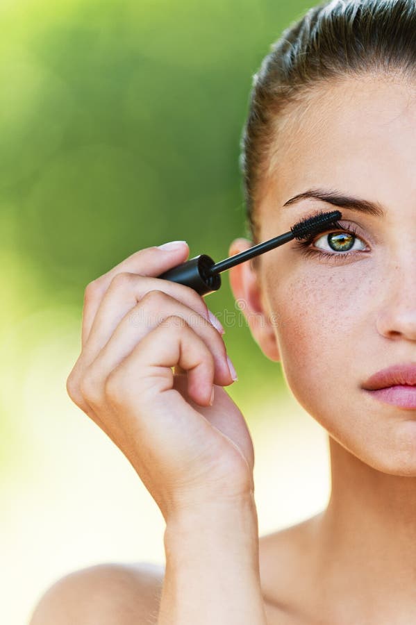 Women (half Face) Dye Eyelashes Stock Image Image of mysterious