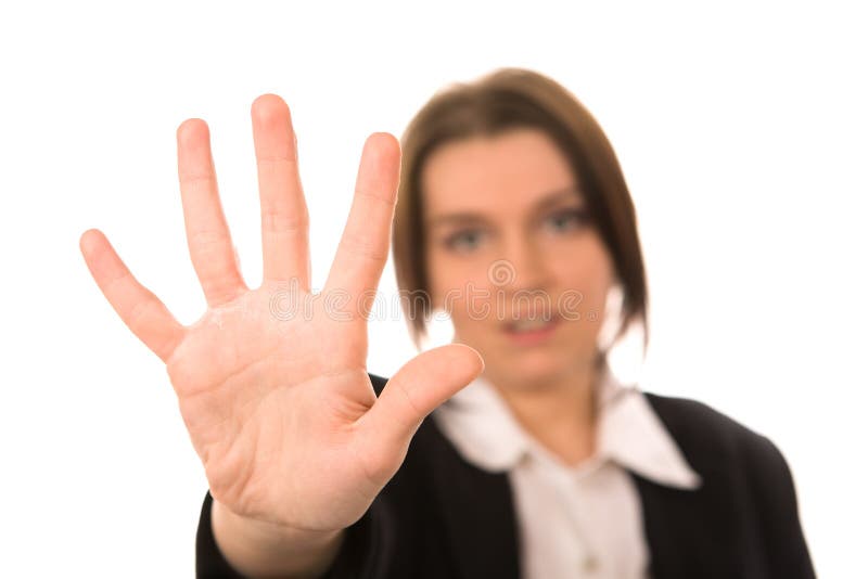 Women with hand stop sign