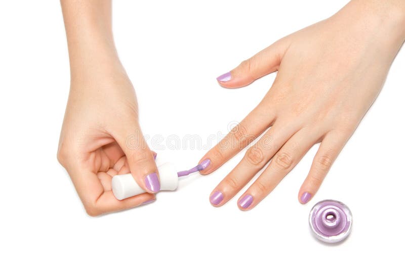 Women hands with nail manicure stock photos