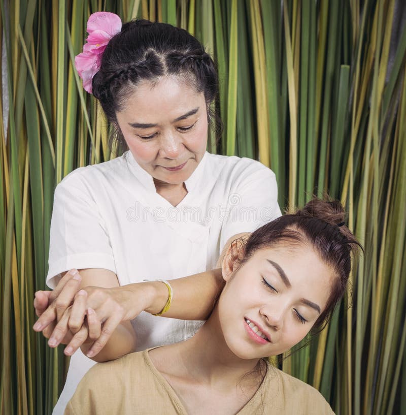 Women Is Having Shoulder Massage Relaxation Stock Image Image Of 