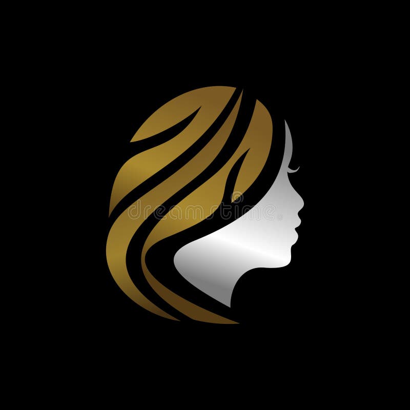 Premium Vector  Golden queen logo, luxury beauty salon logo, long hair  logo design