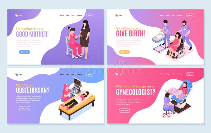 Women Health Isometric Horizontal Banners royalty free illustration Women Health Isometric Horizontal Banners royalty free illustration