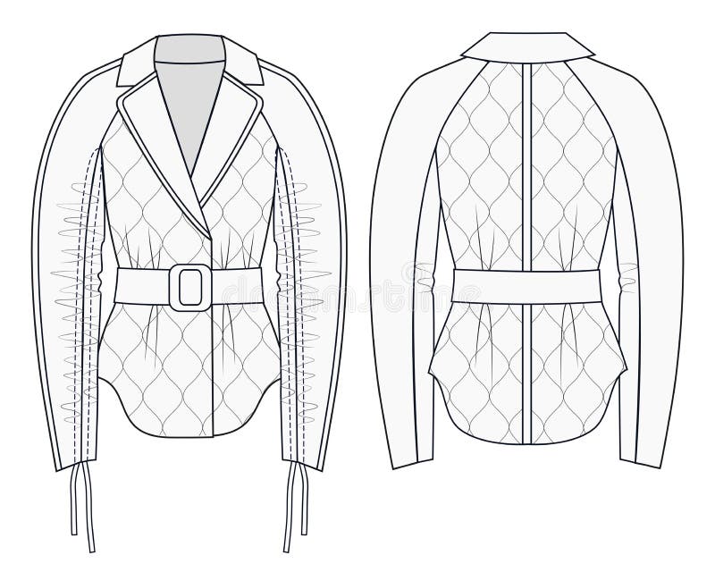 Women Jacket Fashion Flat Technical Drawing Template. Coat Fashion ...