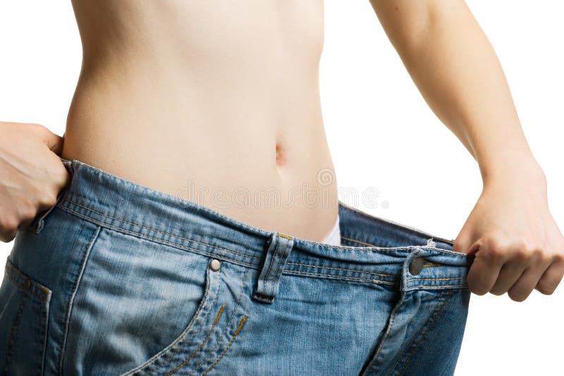 Women and jeans of the greater size royalty free stock photo