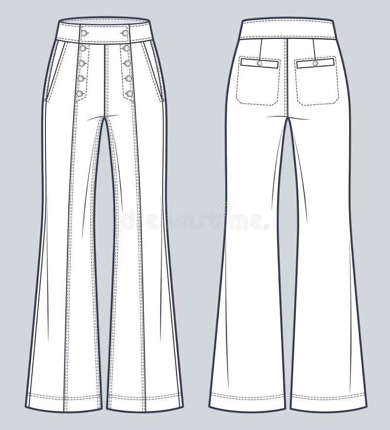 Women Jeans Pants Technical Fashion Illustration. Pants Fashion Flat ...