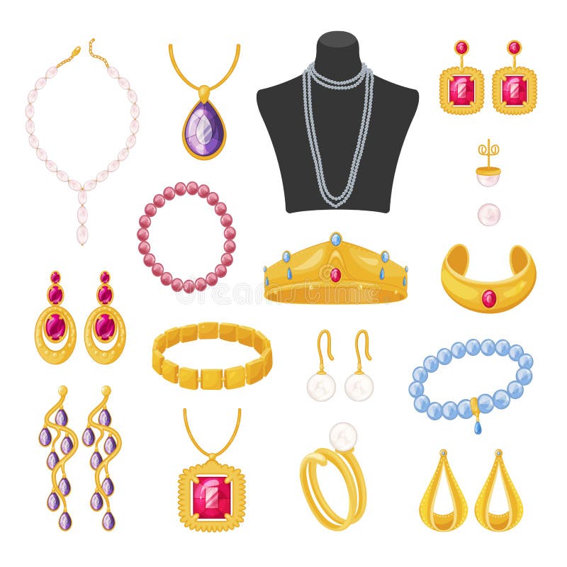 Women Jewelry Accessories, Beautiful Elegant Female Set Stock Vector